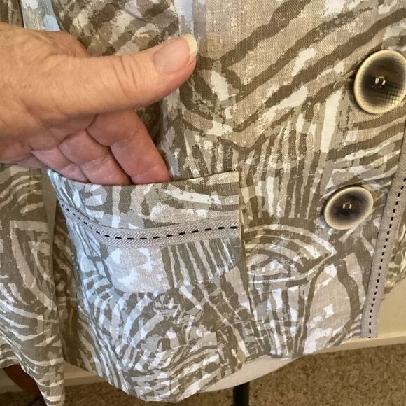 NEW Canvasbacks Linen Jungle Print Normcore Blazer Size 6 Career/Casual NWOT - Picture 7 of 15